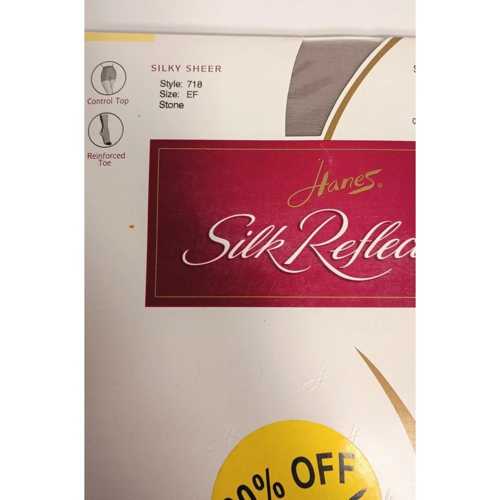 Hanes Silk Reflections Pantyhose Silky Sheer Stone Color Size EF Style 718